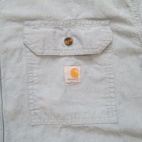 Carhartt Loose Fit Midweight Chambray Short Sleeve Shirt Button Up Size 2XL XXL - Picture 3 of 10